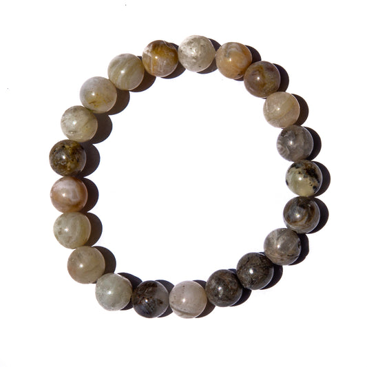 Natural Bamboo Leaf Agate Bracelet