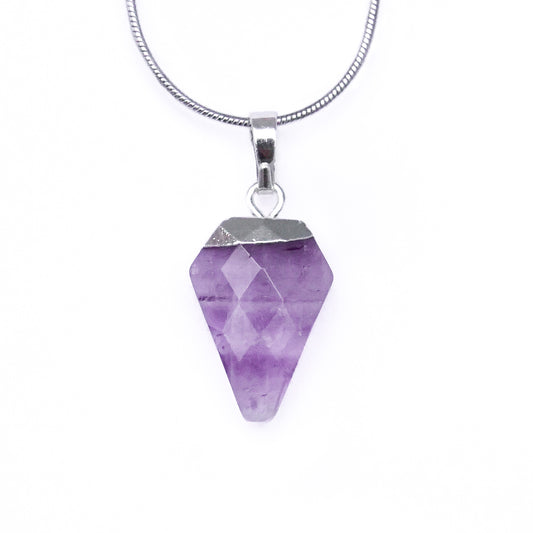 Natural Amethyst Triangle Necklace