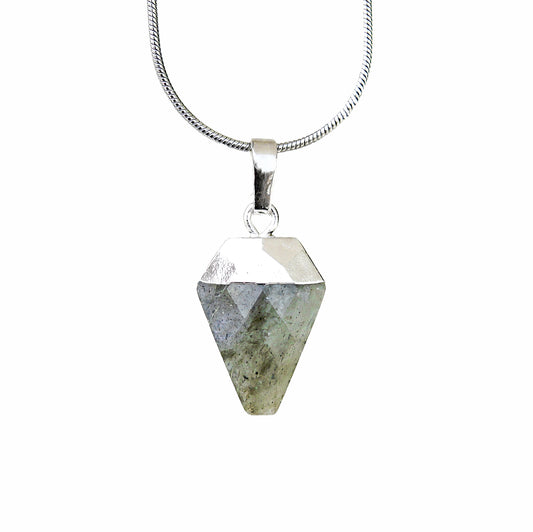 Natural Labradorite Triangle Necklace