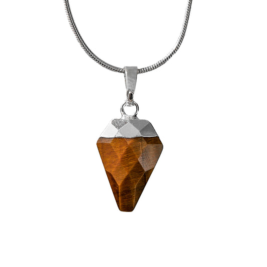 Natural Tiger Eye Triangle Necklace