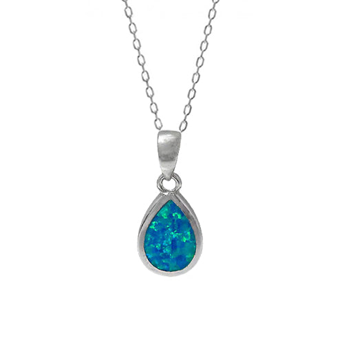 Sterling Silver Tear Drop Opal Necklace