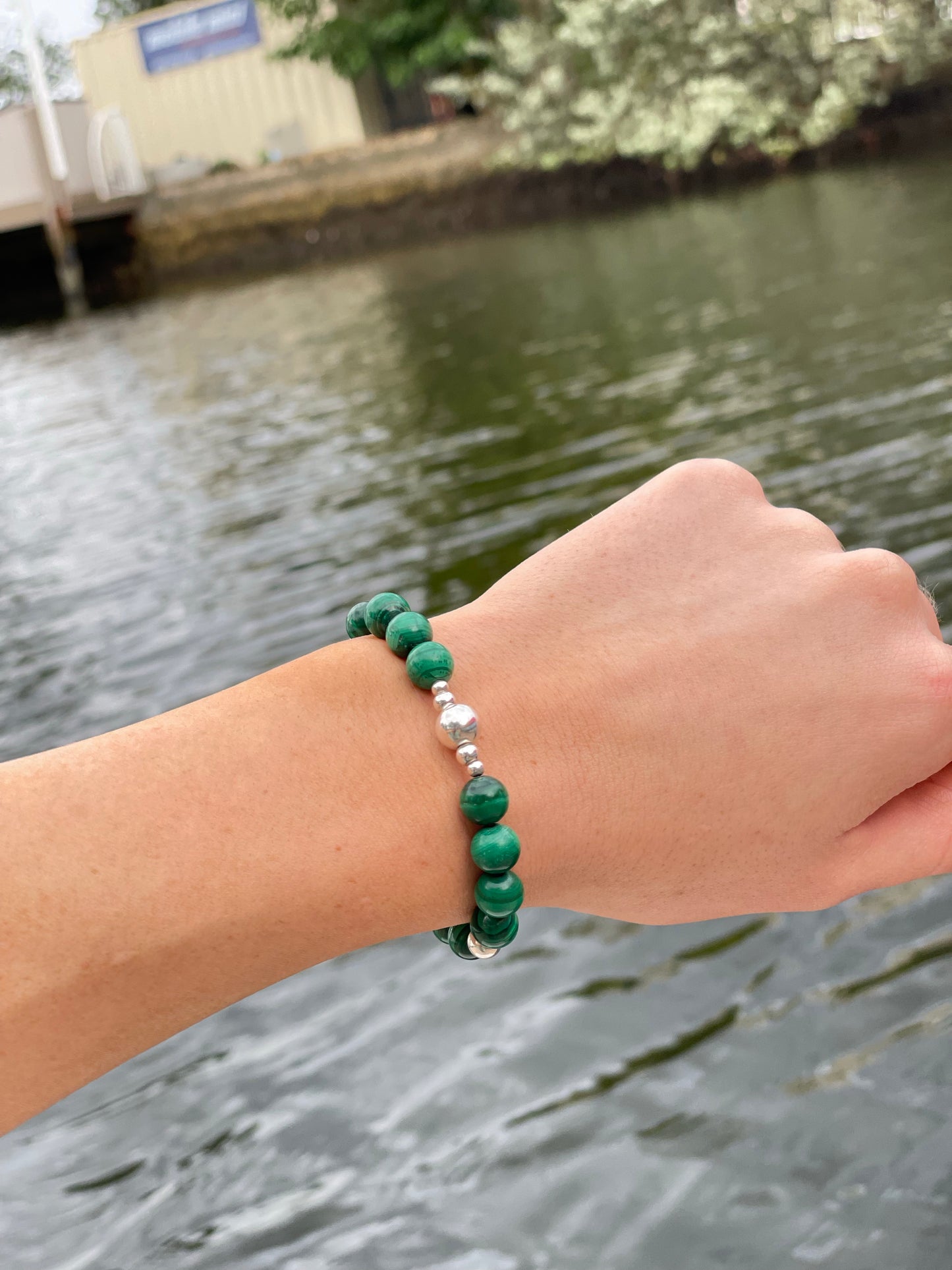 Limited Edition Katrella Malachite Bracelet With Sterling Silver Findings